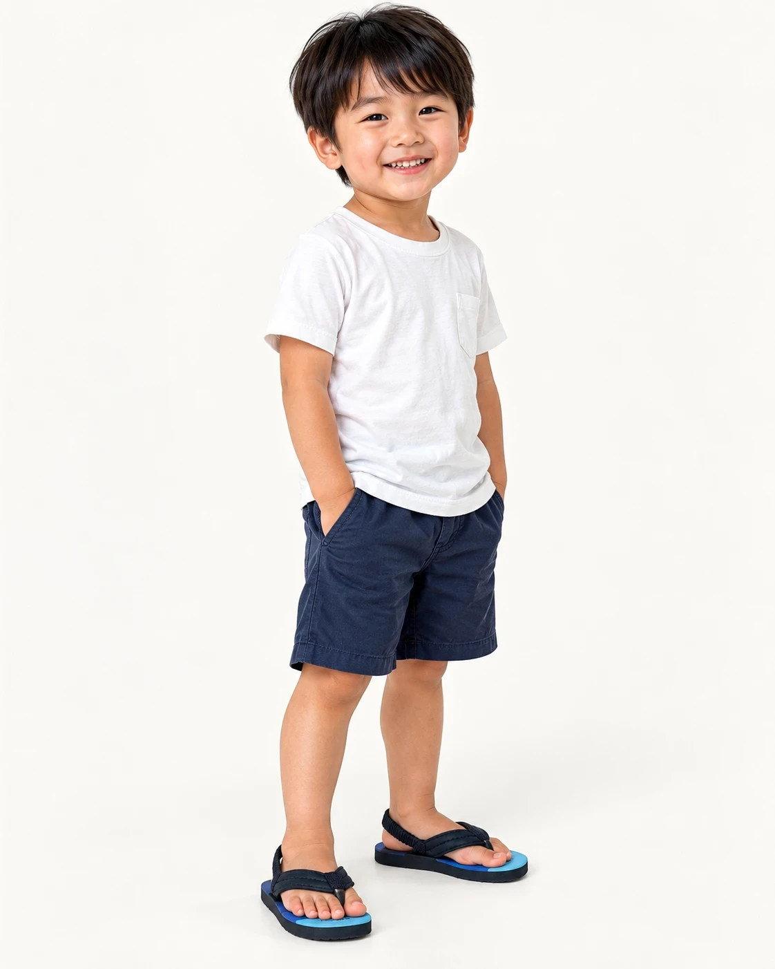 Menino usando os chinelos Carter's azuis (foto ilustrativa)